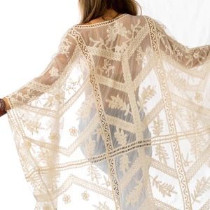 Three Bird Nest Lace Kimono